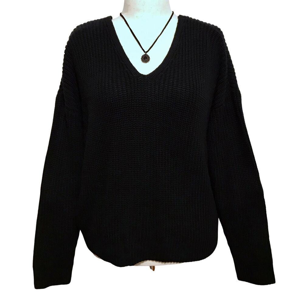 Hooked Up NWT Black Lace Up Sweater Juniors XL